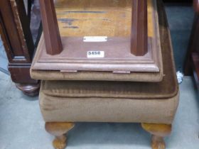 Gout stool and brown upholstered foot stool