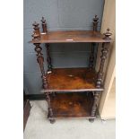 Inlaid walnut 3 shelf unit