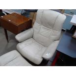 Stressless style swivel armchair with matching footstool