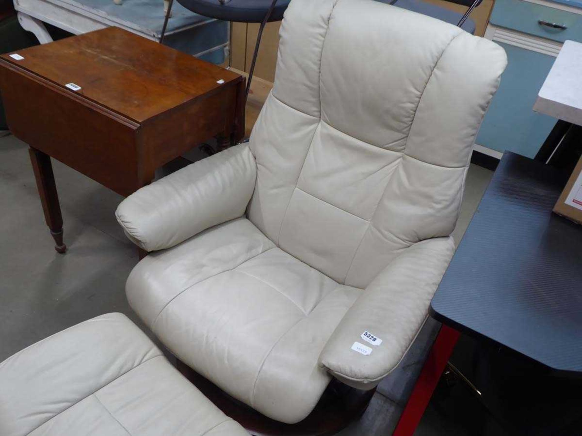 Stressless style swivel armchair with matching footstool