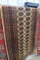 (6) Handmade Iranian runner in brown geometric design