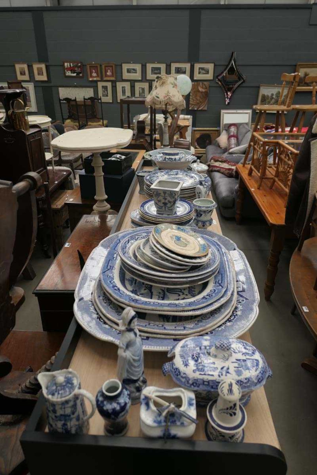Large quantity of blue and white china and others