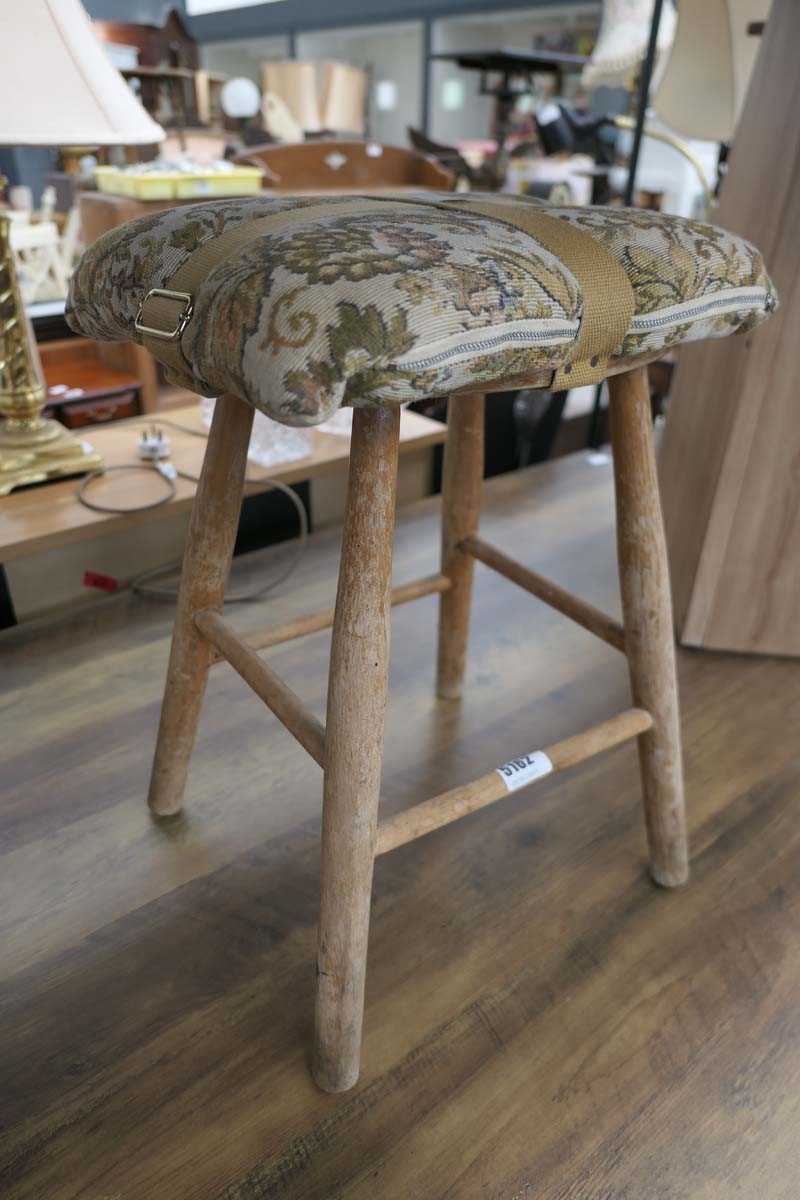 Limed oak stool with floral cushion