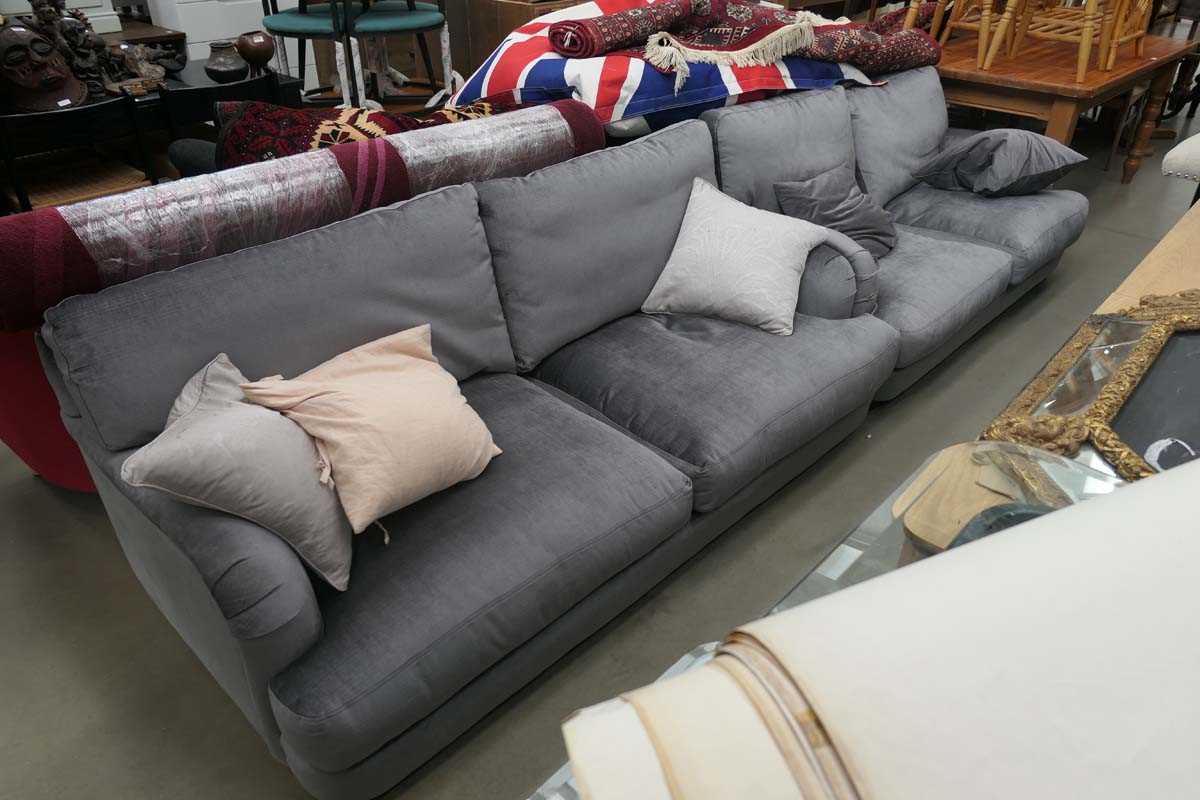 Pair of grey upholstered 2-seater sofas