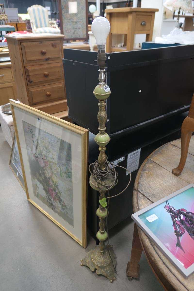 Brass and onyx standard lamp