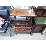 Walnut magazine rack with shelf over