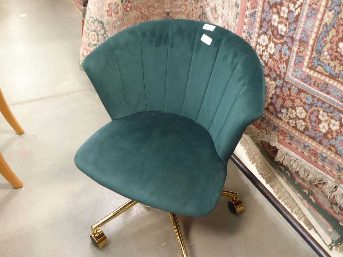Green shell back chair on 5 star swivel base