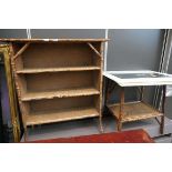 2 x bamboo pieces of furniture to include shelving unit and occasional table