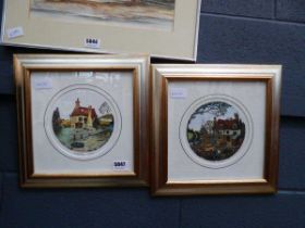 Pair of framed and glazed prints of Becketts Bargains and Builders by Mark Denman