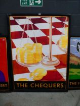 Double sided 'The Chequers' printed reproduction pub sign