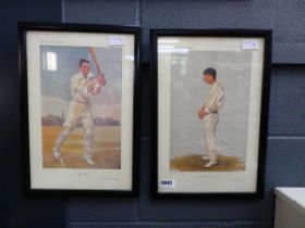 A pair of framed and glazed vanity fair pictures of cricketers