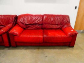 2 seater faux leather red settee