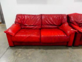 2 seater faux leather red settee