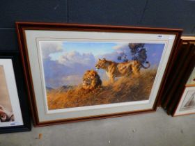 Limited edition Donald Grant print of lion and lioness