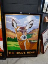 Double sided 'The Hind's Head' printed reproduction pub sign