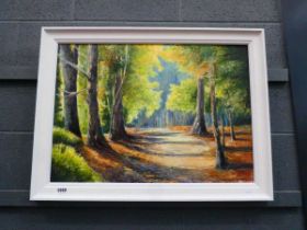 Oil on canvas - path in woodland