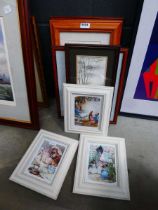 Quantity of prints to include ducklings, frog, Edwardian figures on beach plus a lake and Beatrix