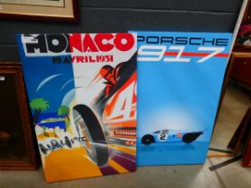 +VAT 2 x racing car posters - Porsche and Monaco