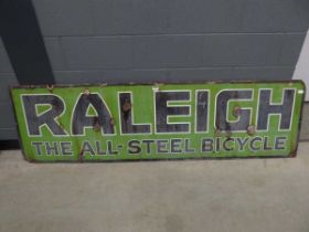 Enamelled Raleigh bicycle advertising sign