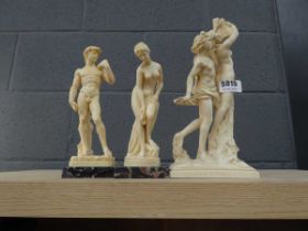 3 x resin Italian neo-classical figures