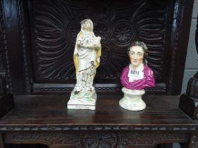 China figure - Madonna and child, plus a bust