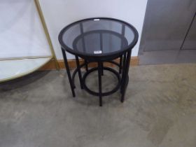 2 x nesting pair of 2 glass and metal tables