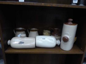 Quantity of foot warmers and Doulton Lambeth and other jugs