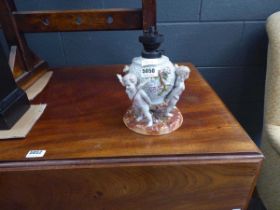 Cherub patterned oil lamp base