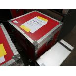 +VAT Red flight case cube on castors containing 4 BenQ 17" monitors