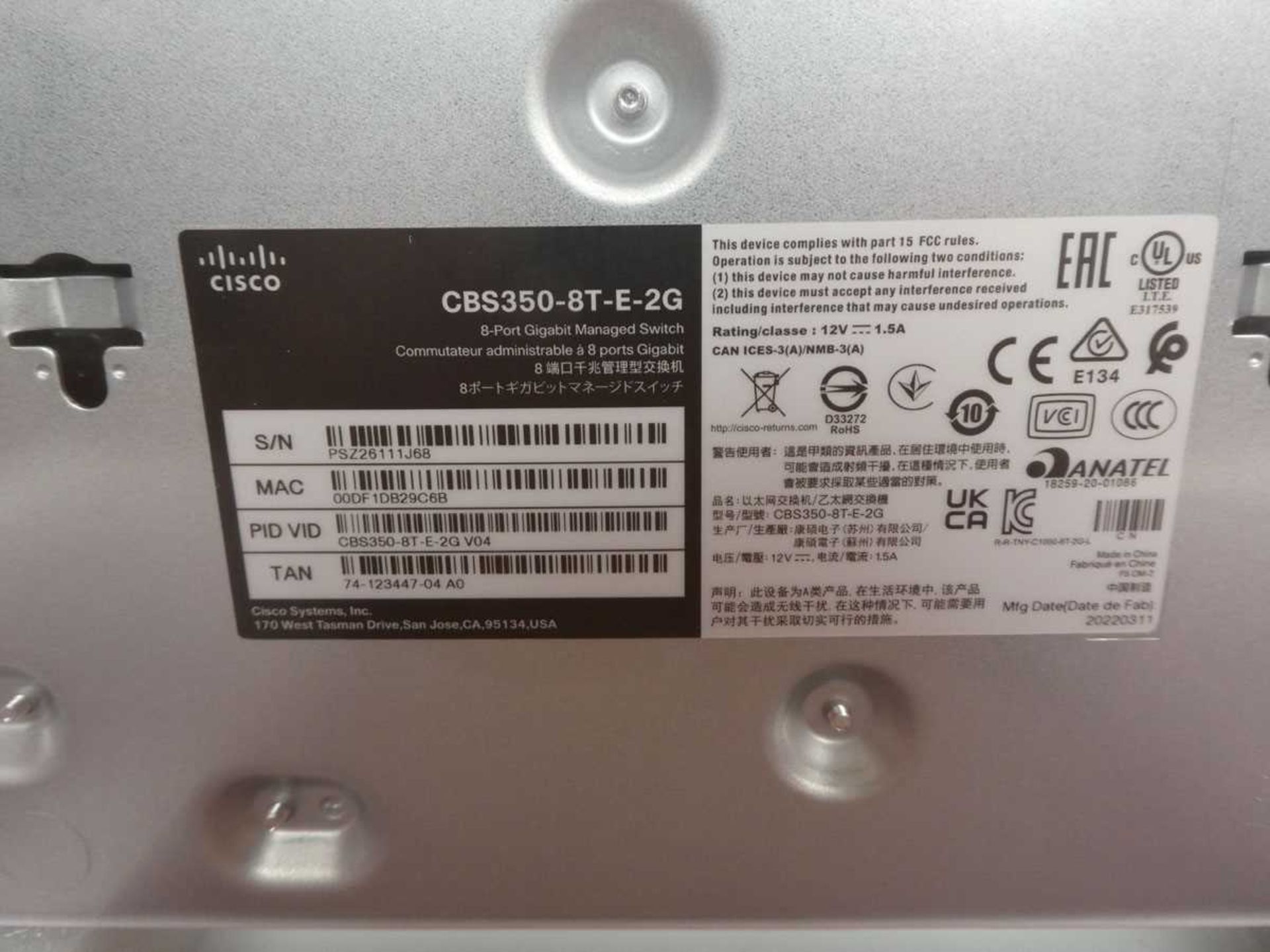 +VAT Cisco Business 350 Series switch in box with power supply - Image 3 of 4