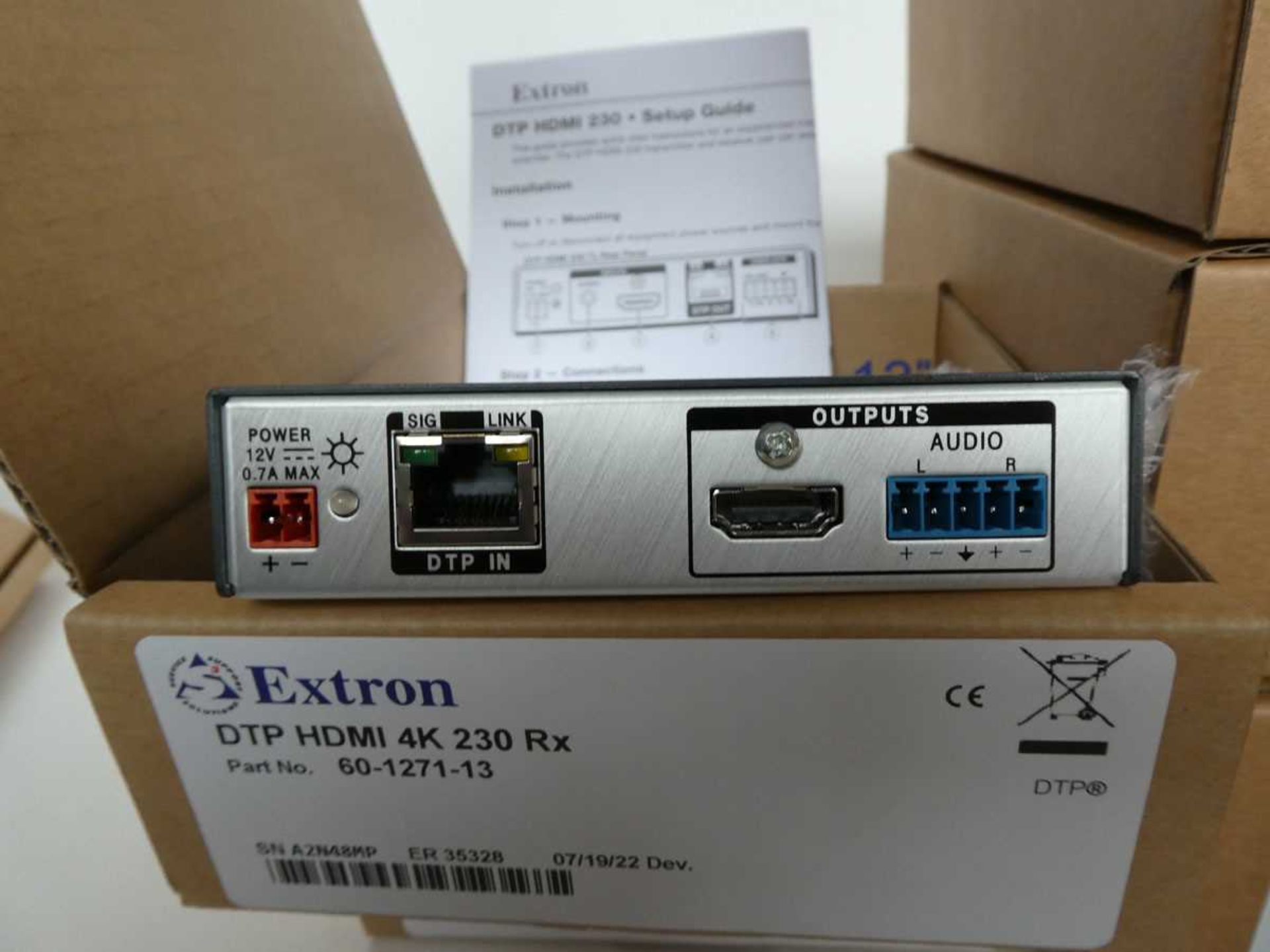 +VAT 5x boxes including 3 Extron DTP HDMI 4K 230 TX transmitters with power supply and boxes, and - Image 4 of 6