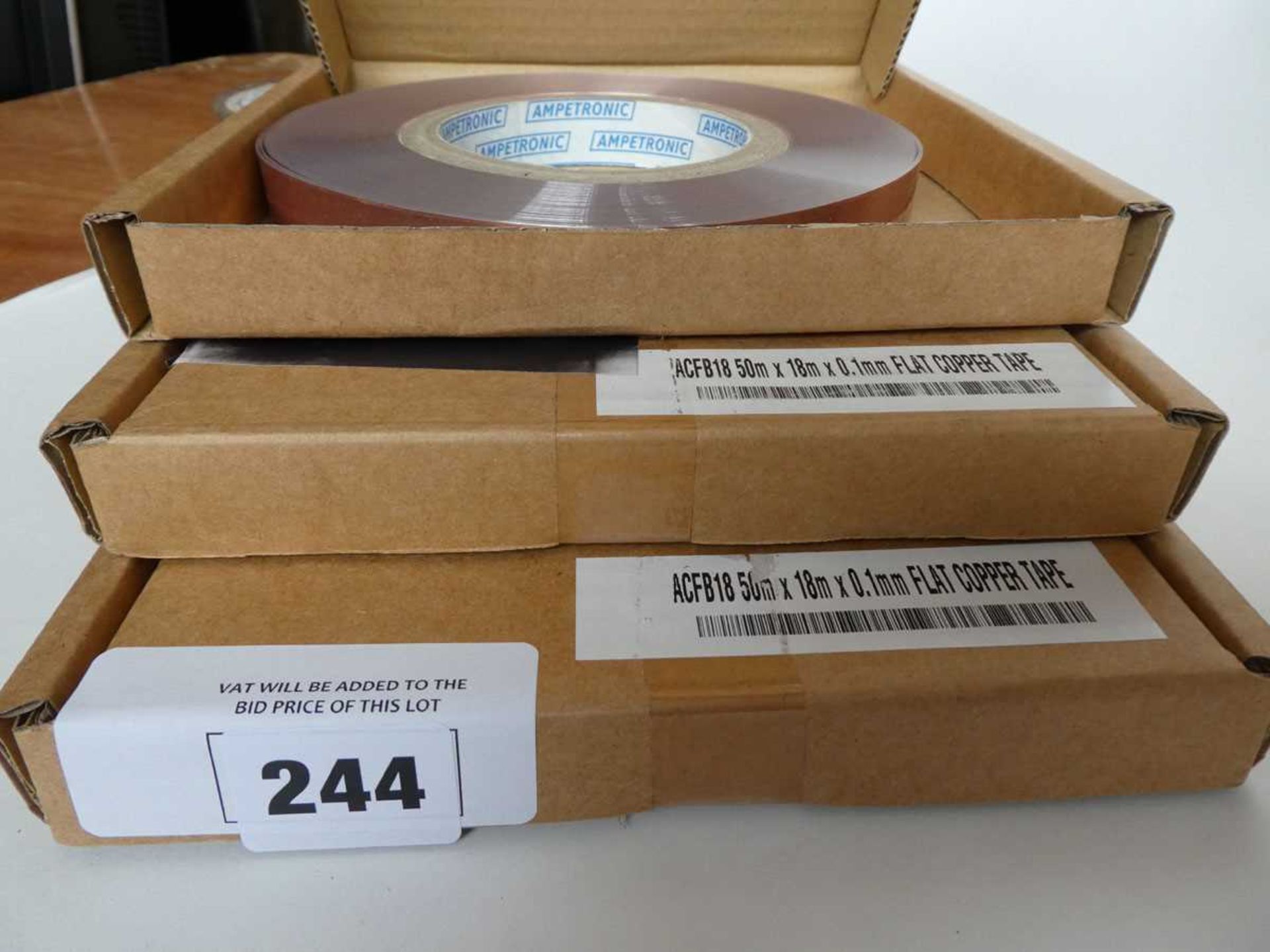+VAT 3x boxed ACFB18 flat copper tape (50mx18mmx0.1mm)