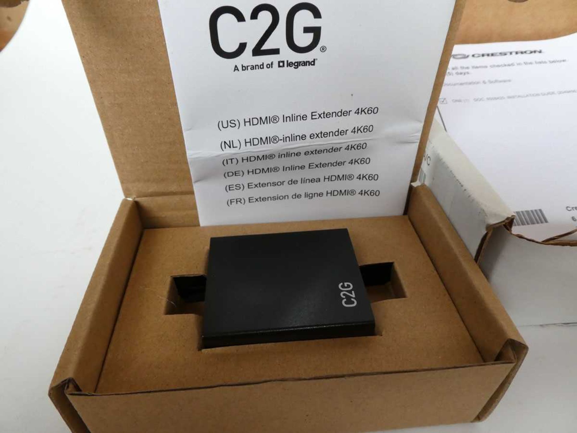 +VAT Mixed lot of 5 boxes including C2G HDMI Inline extender, Crestron USB rapid charging module, - Image 2 of 5