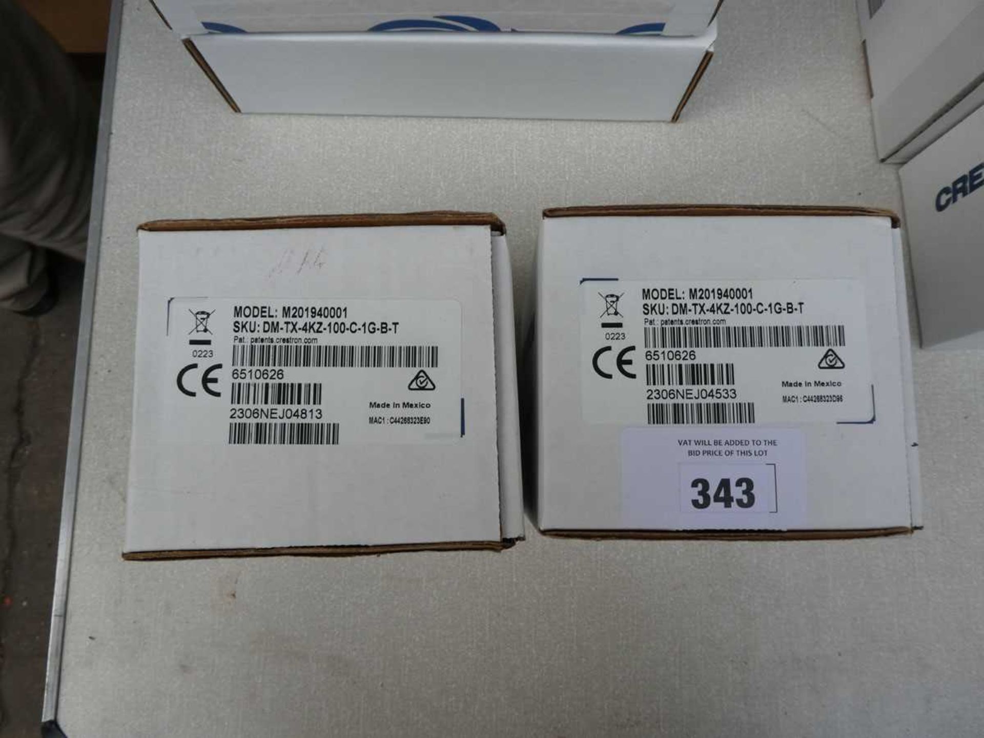 +VAT 2 Crestron DMTX-4KZ-100C-1GBT wall plate transmitters