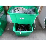 +VAT 2 trays of assorted connectors, power cables, sound connectors etc