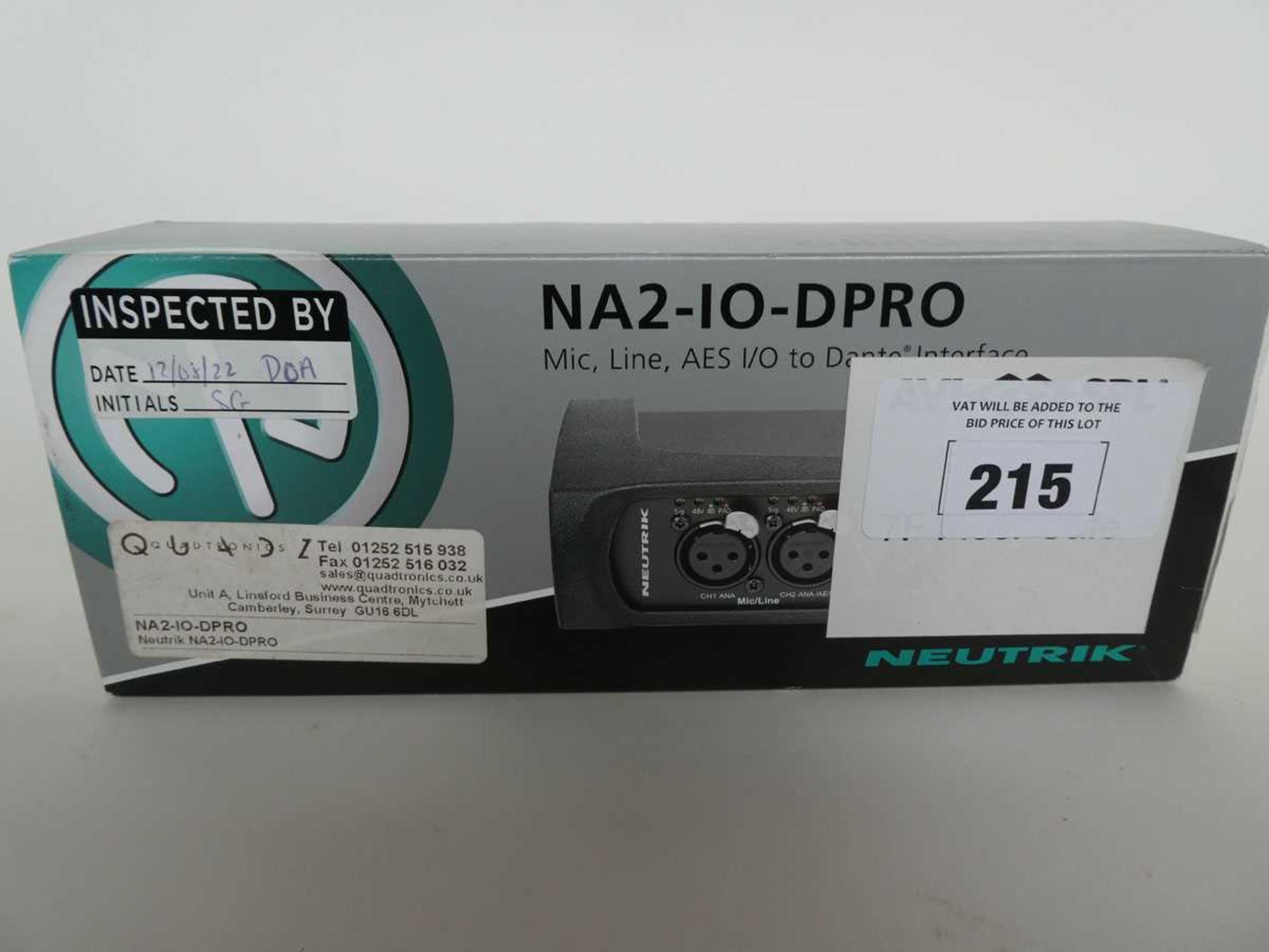 +VAT Neutrik NA2-IO-DPRO AES i/o Dante audio interface in box