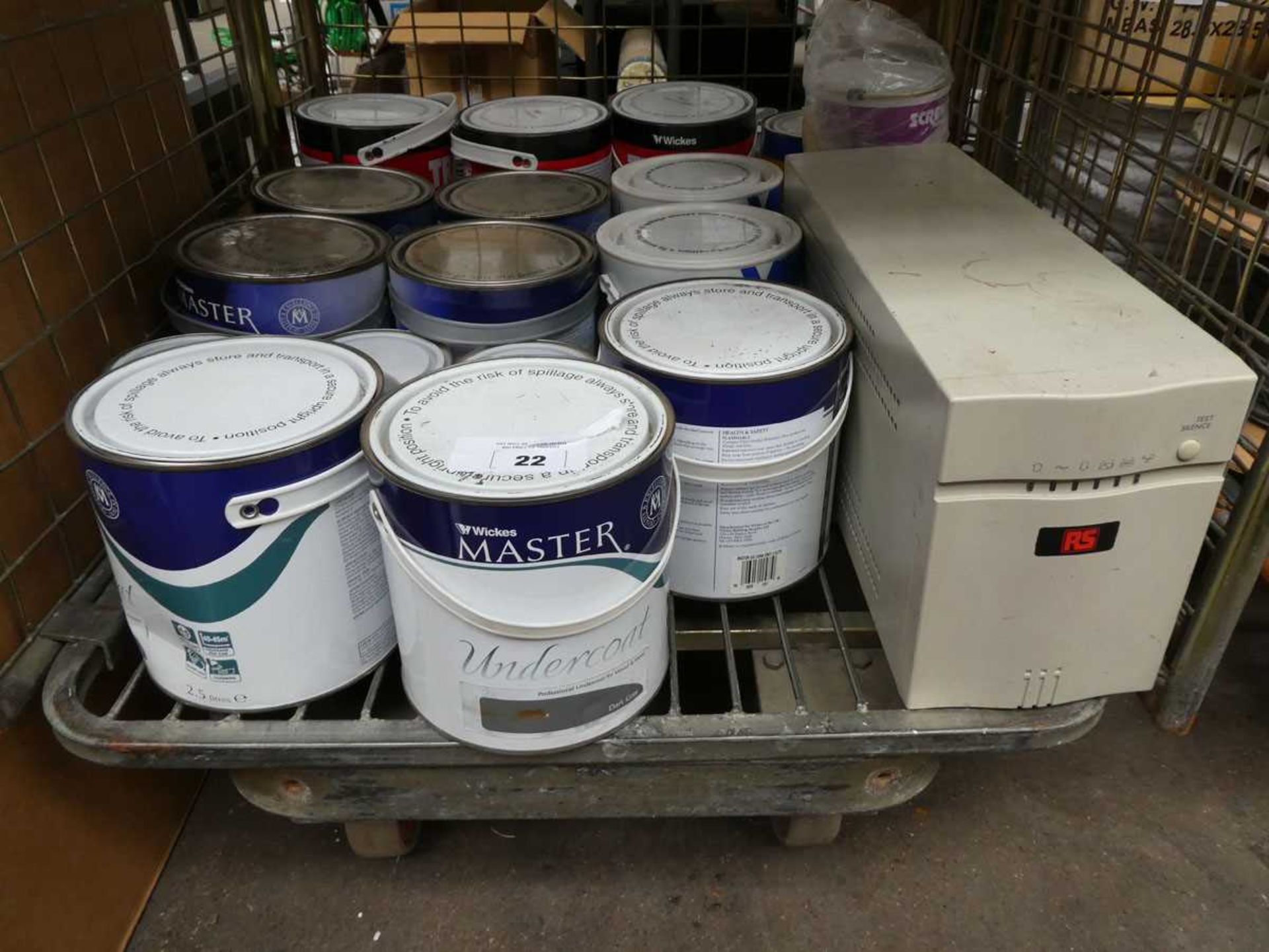 +VAT Quantity of various paints and a RS battery backup