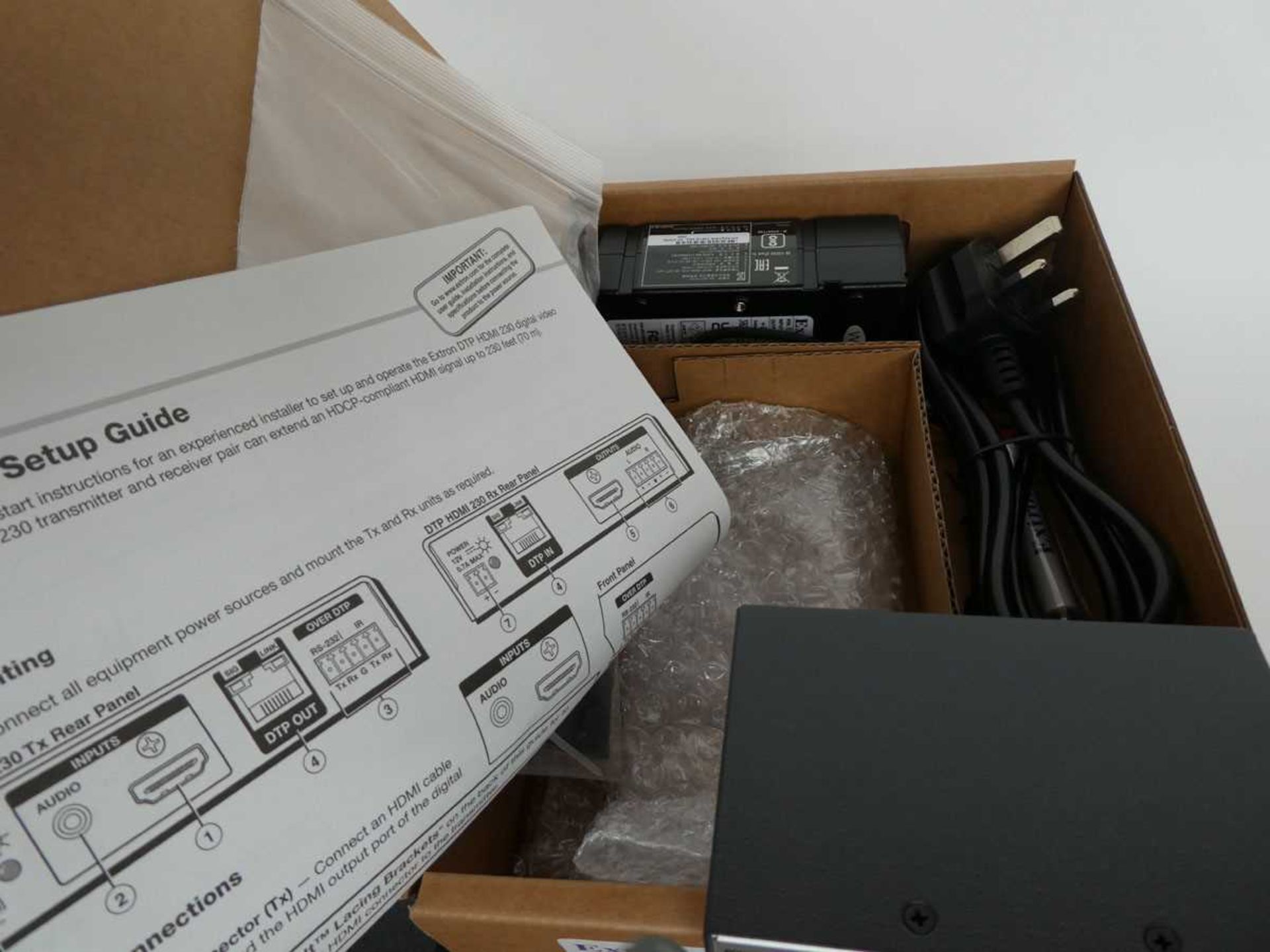 +VAT 5x boxes including 3 Extron DTP HDMI 4K 230 TX transmitters with power supply and boxes, and - Image 6 of 6