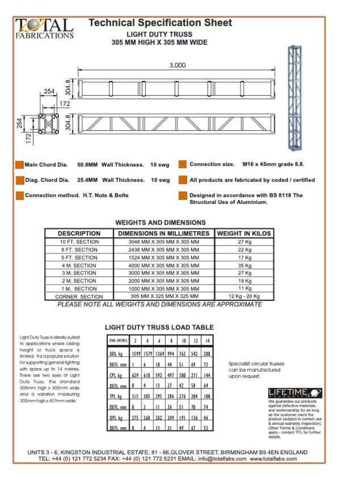 +VAT Approx. 14 lengths of Total Fabrications aluminium light duty square sections trusses in 2m, - Image 5 of 6