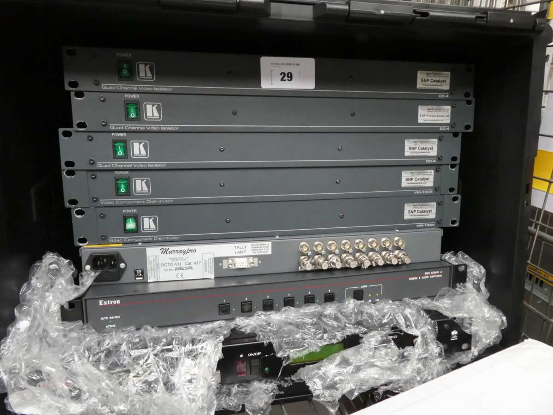 +VAT 8 rack mounted units including TV One CS650A dual scan converter, Extron SW6 audio switcher,