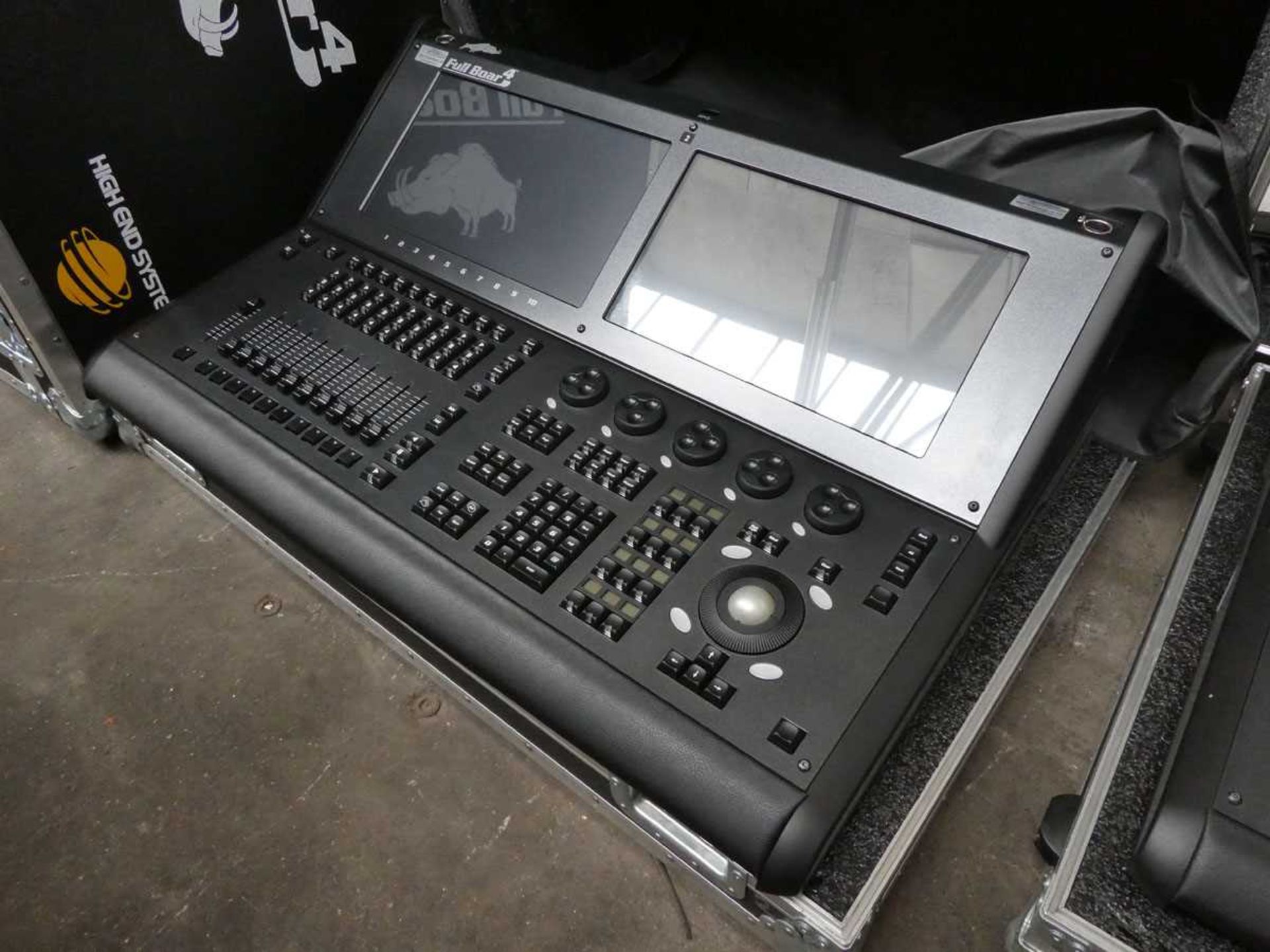 +VAT Hog Full Boar 4 DMX lighting console by High End Systems with 4x DMX outputs on rear panel,