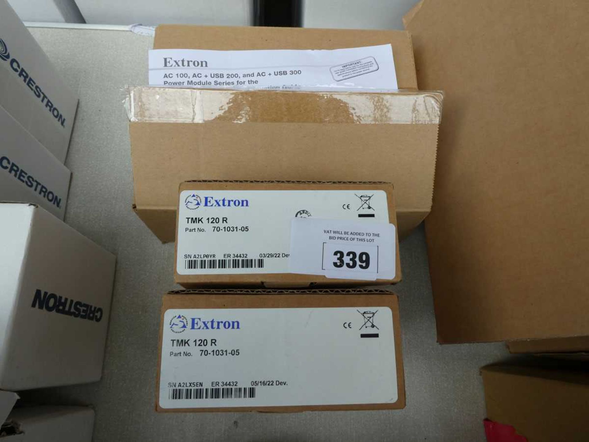 +VAT 3 boxes including 1 Extron AC+USB 311UK power module for cable cubby and 2 Extron TMK 120R