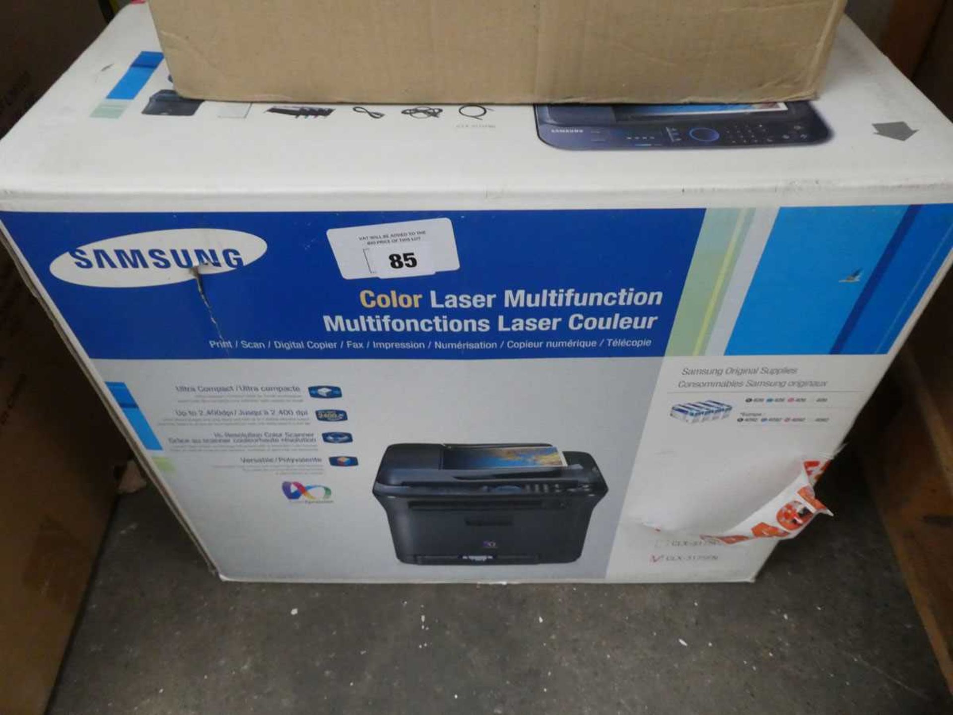 +VAT Samsung Colour Laserjet mutli function printer and a box of toner