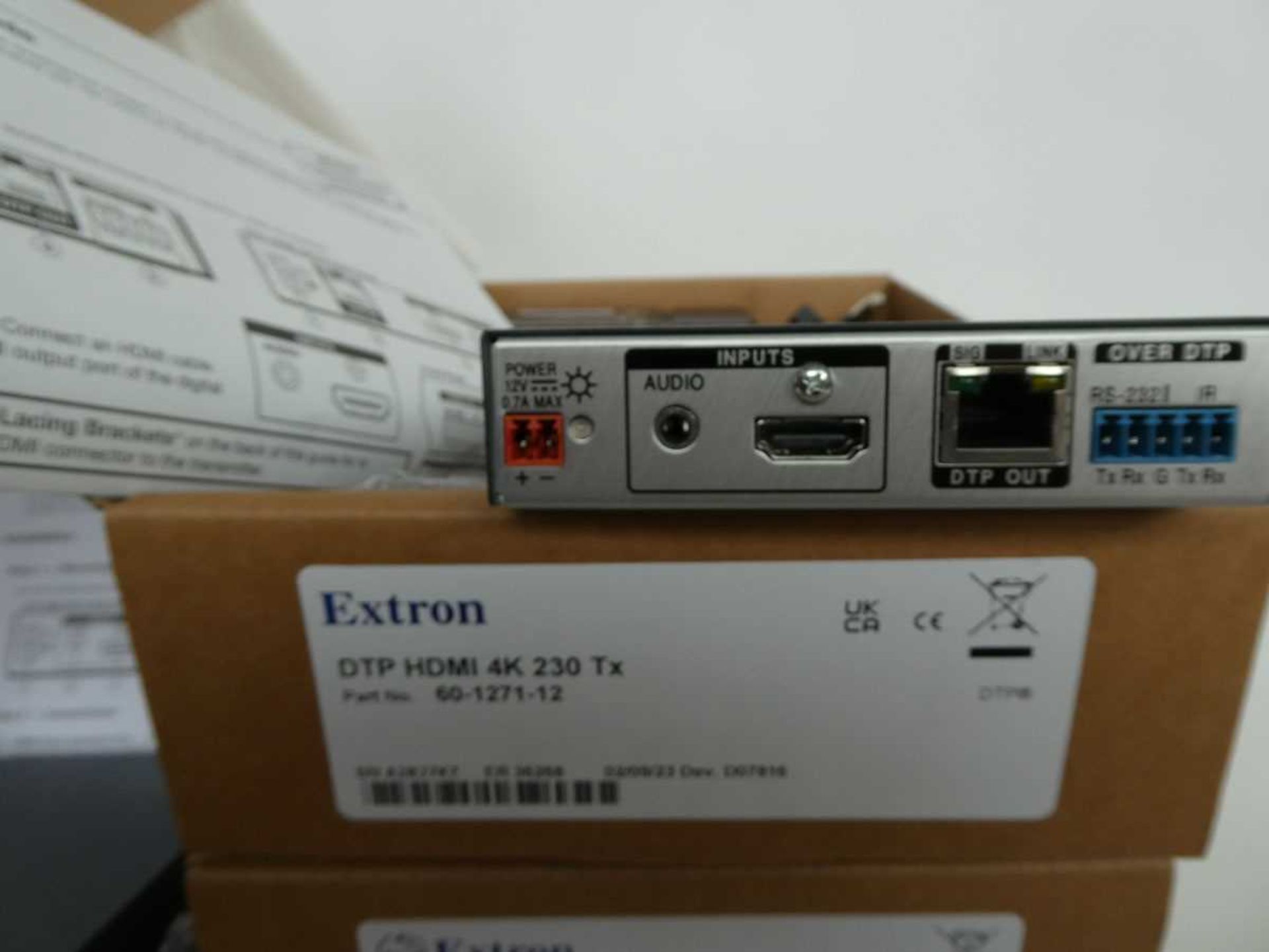 +VAT 5x boxes including 3 Extron DTP HDMI 4K 230 TX transmitters with power supply and boxes, and - Image 5 of 6