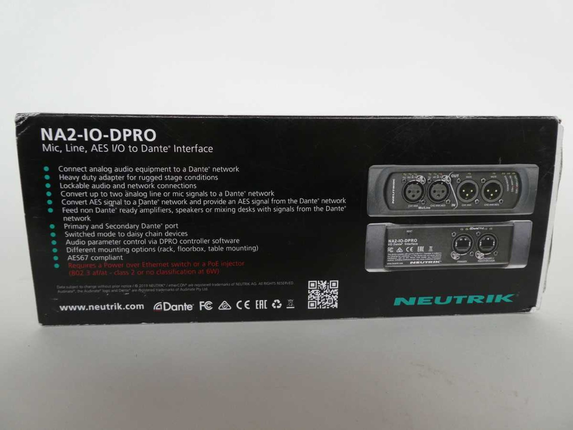 +VAT Neutrik NA2-IO-DPRO AES i/o Dante audio interface in box - Image 2 of 3