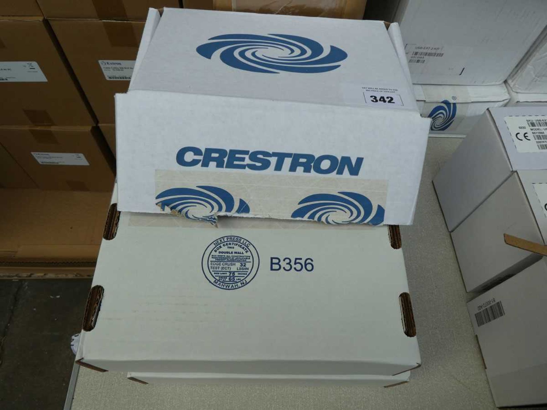 +VAT 4 Crestron boxes. 2 TSS770WS room scheduling touch screeens and 2 Crestron TSW770LBWS room