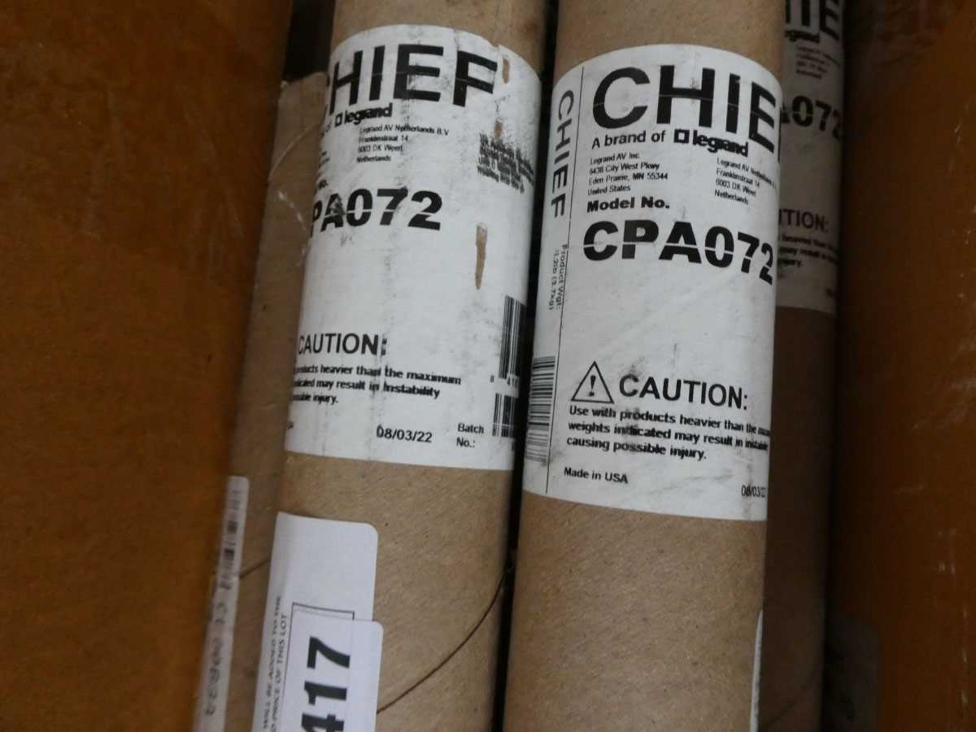 +VAT 5x Chief CPA 072 72" column insulation poles - Image 3 of 3