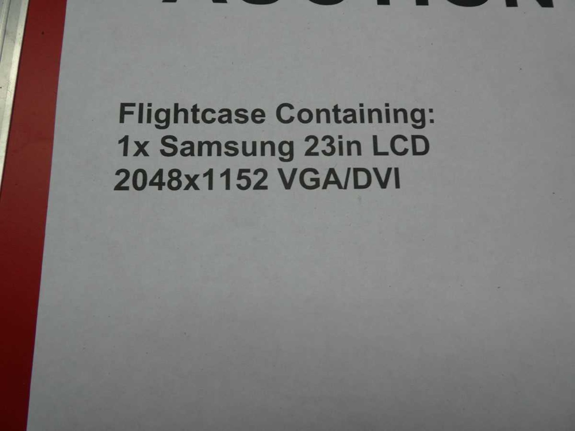 +VAT Red flight case containing Samsung 23" LCD monitor - Image 2 of 3