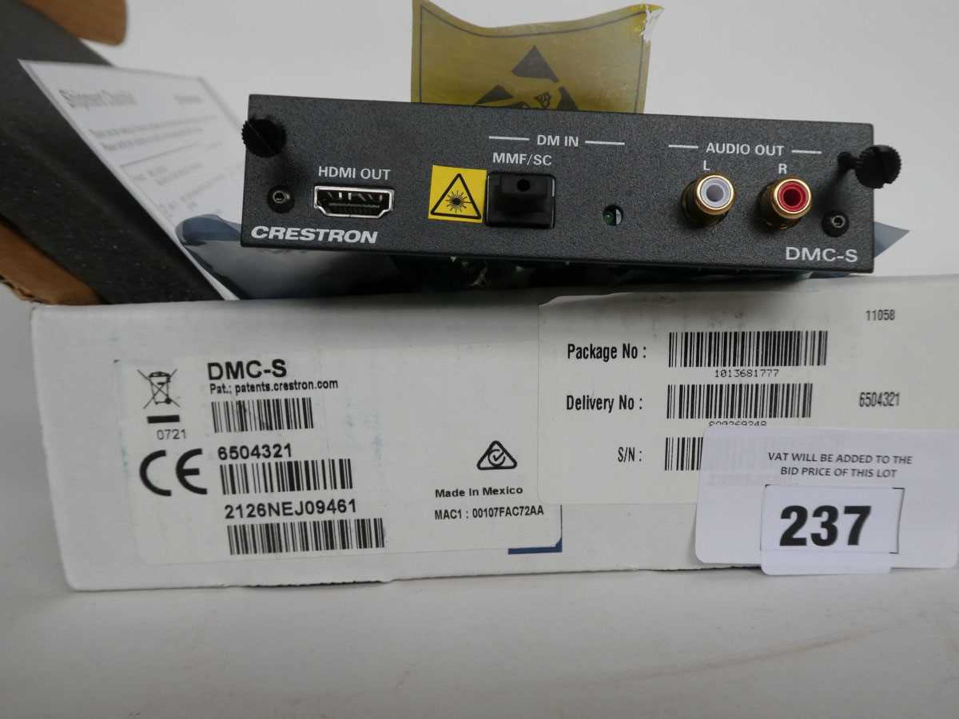 +VAT Crestron DMC-S DM Card with single fibre in, single fibre out, HDMI, and 1 audio