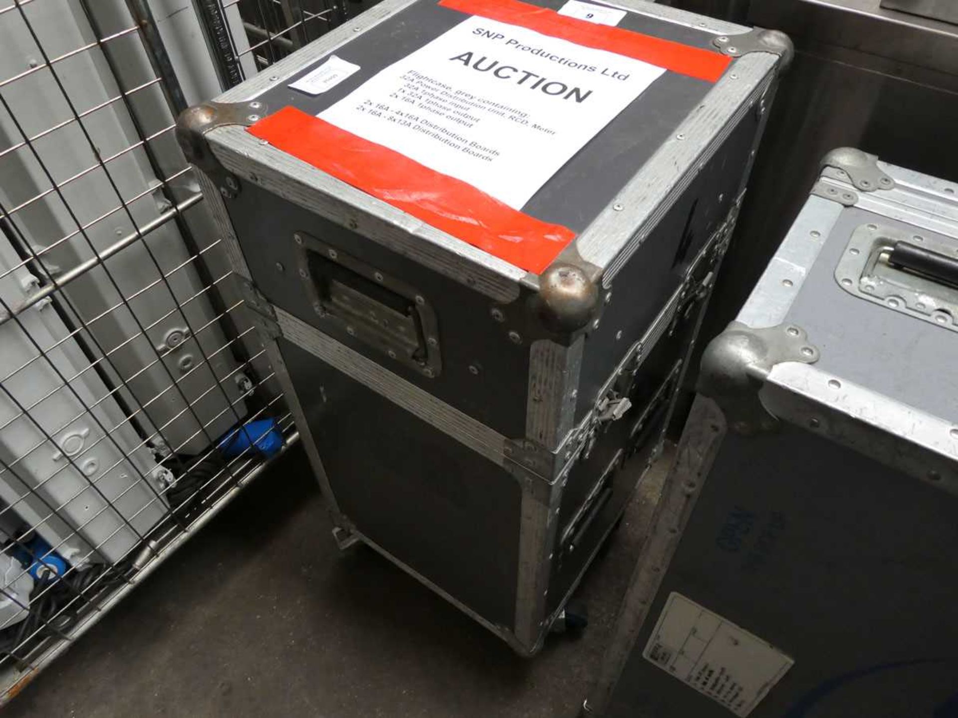 +VAT Wheeled flight case containing 32A power distribution unit, RCD metre distribution board, and 2 - Image 2 of 3